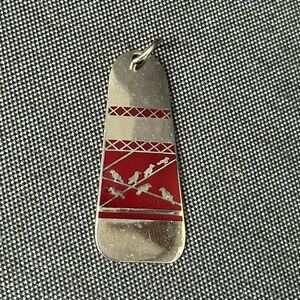❤️Vintage Signed Pendant - 7 Birds Silver & Red With Signature